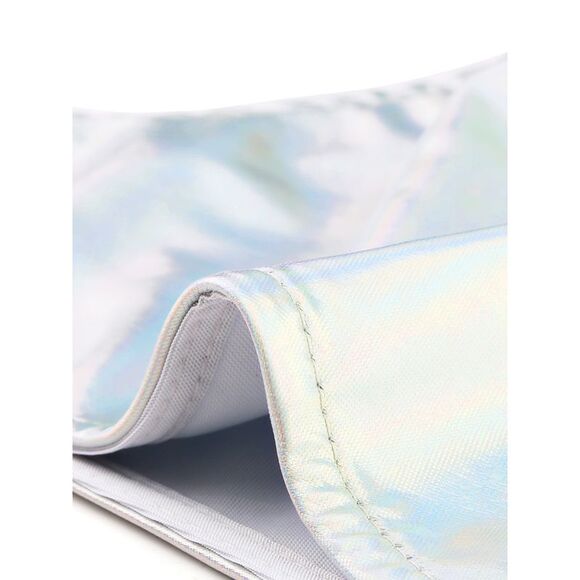 Metallic Halter Neck Top Deep V Neck Backless Crop Tops Holographic White - Picture 5 of 5